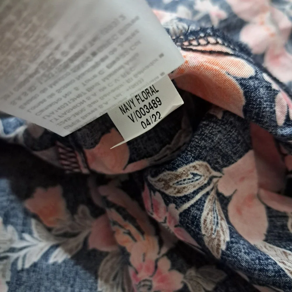 Old Navy Dress Women's Large Midi Navy Floral Puff Sleeve Smocked Feminine - Picture 9 of 12